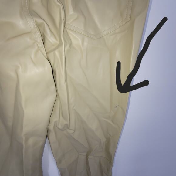 WeWoreWhat Vegan Leather Kick Flare Pants Oat 28 MSRP $128 Street Style Chic - Picture 7 of 12